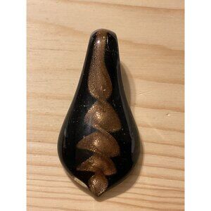 Handcrafted Black & Gold Glass Pendant Necklace
